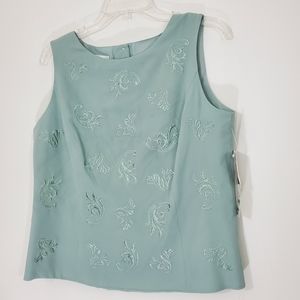 NWT Madison Stidio Green Silk Blouse/ Tank, Size 10